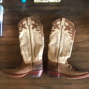 Justin’s Tall Leather Suede Wood Soled Boots